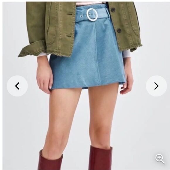 Zara TRF collection light blue Belted Corduroy Mini Skirt size M - Picture 3 of 10